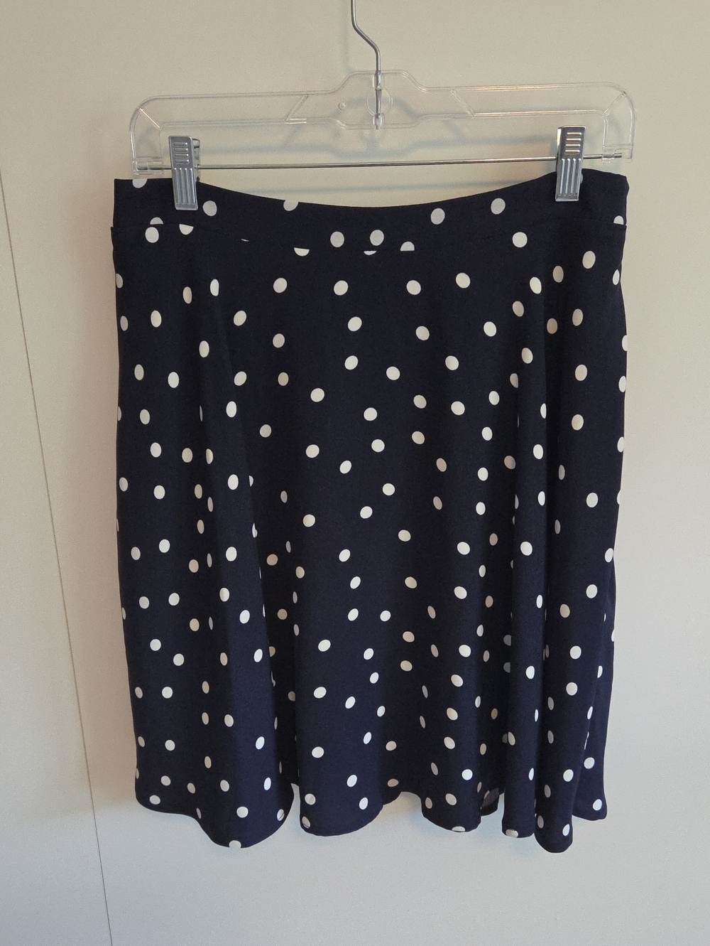 Polka Dot A-Line Skirt - Navy and White